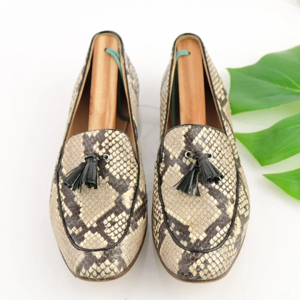 J Crew Womens Charlie Loafer Size 8 Brown Tasseled‎ Slip On Venetian Flat Shoe